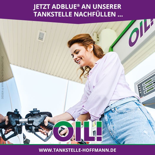 Jetzt AdBlue<sup>®</sup> an unserer Tankstelle nachfüllen …